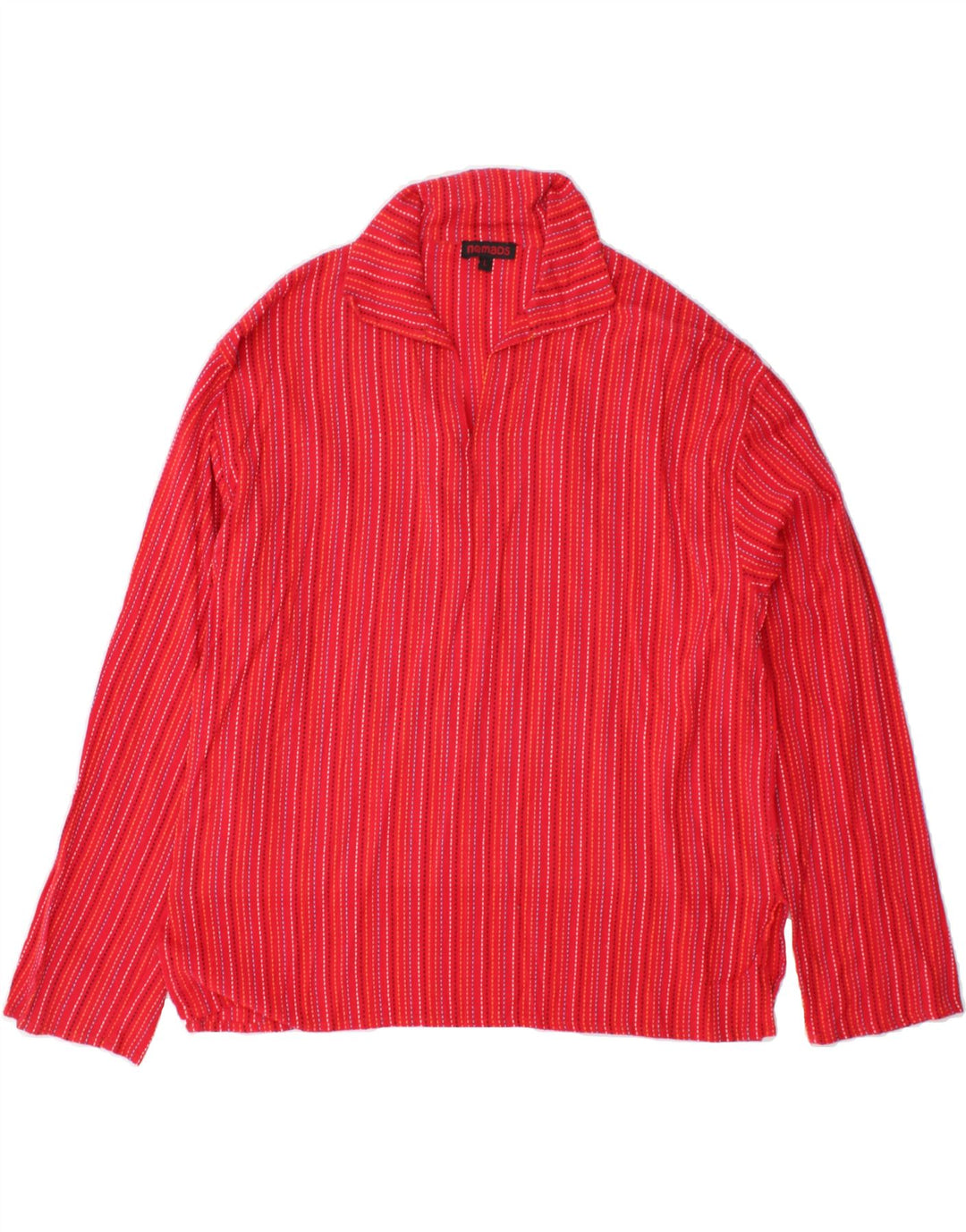 NOMADS Womens Pullover Shirt UK 16 Large Red Striped Cotton Vintage Nomads and Second-Hand Nomads from Messina Hembry 