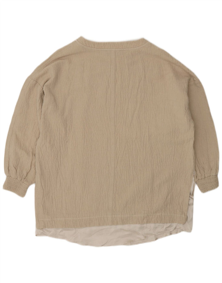 Zara Γυναικεία Μπλούζα Oversized Top UK 6 XS Beige Βαμβακερό