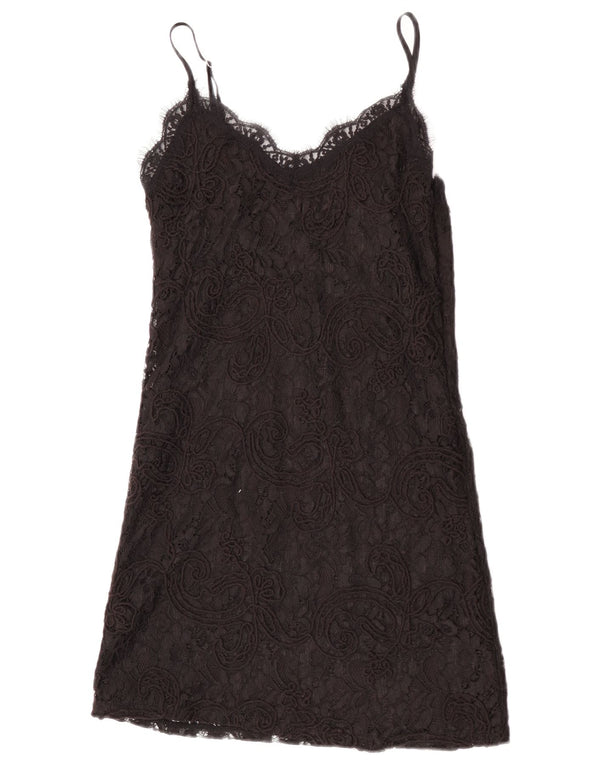Zara Γυναικείο δαντελένιο φόρεμα UK 8 Small Black Floral