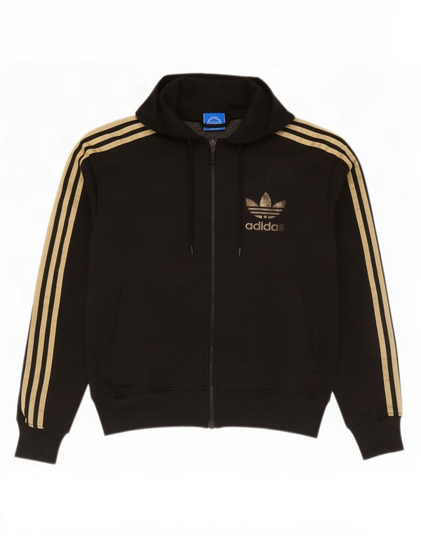 Γυναικείο πουλόβερ με κουκούλα με φερμουάρ Adidas UK 14 μεσαίο μαύρο πολυεστέρα