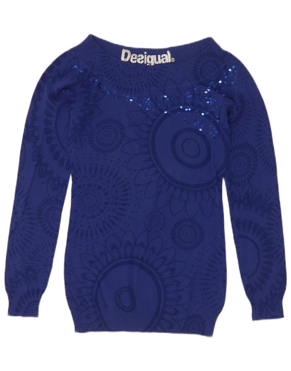 Desigual γυναικείο πουλόβερ με λαιμόκαυστο UK 8 Small Navy Blue Paisley