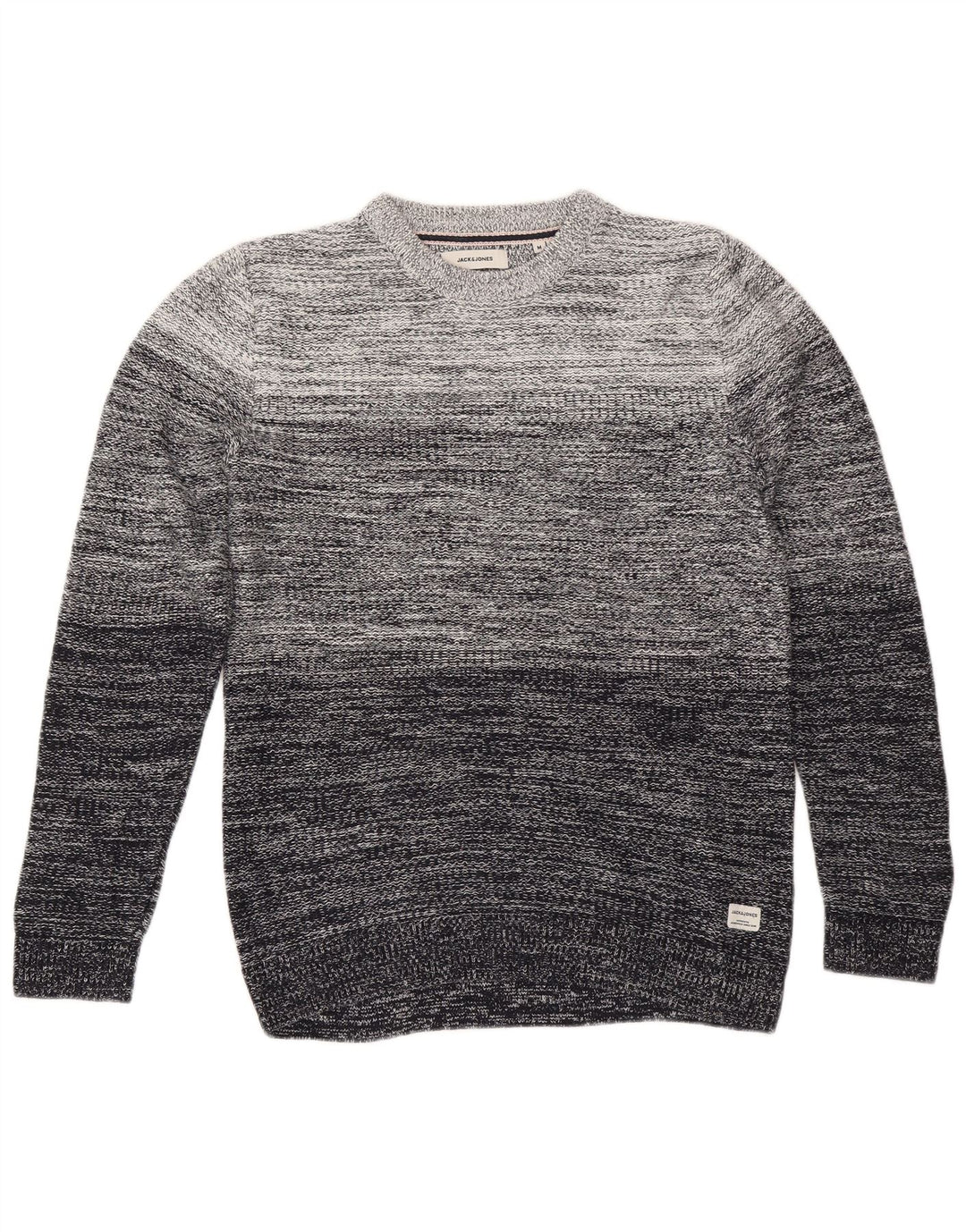Jack & Jones Ανδρικό πουλόβερ με λαιμόκοψη με μεσαίο γκρι βαμβακερό ριγέ