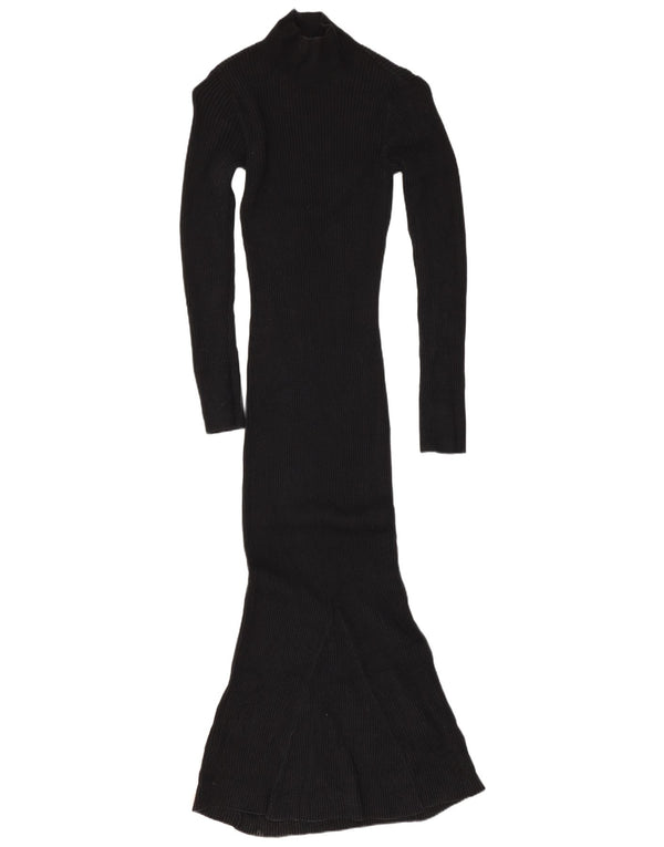 Reiss Womens Maxi Knit Bodycon Dress UK 10 Small Black Viscose