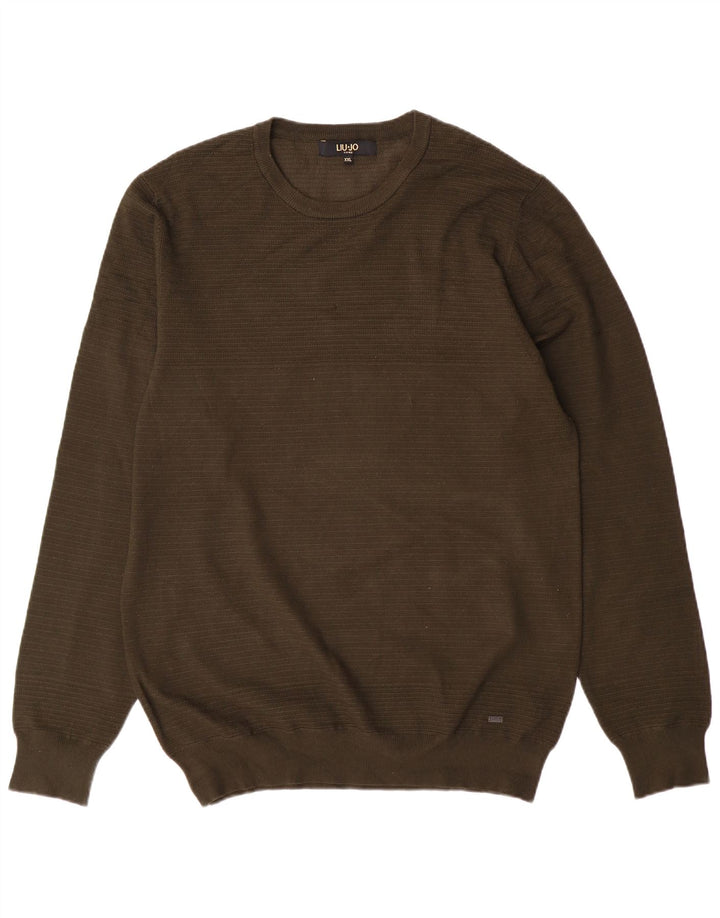 Πουλόβερ Liu Jo Mens Crew Neck Jumper 2XL Khaki Viscose