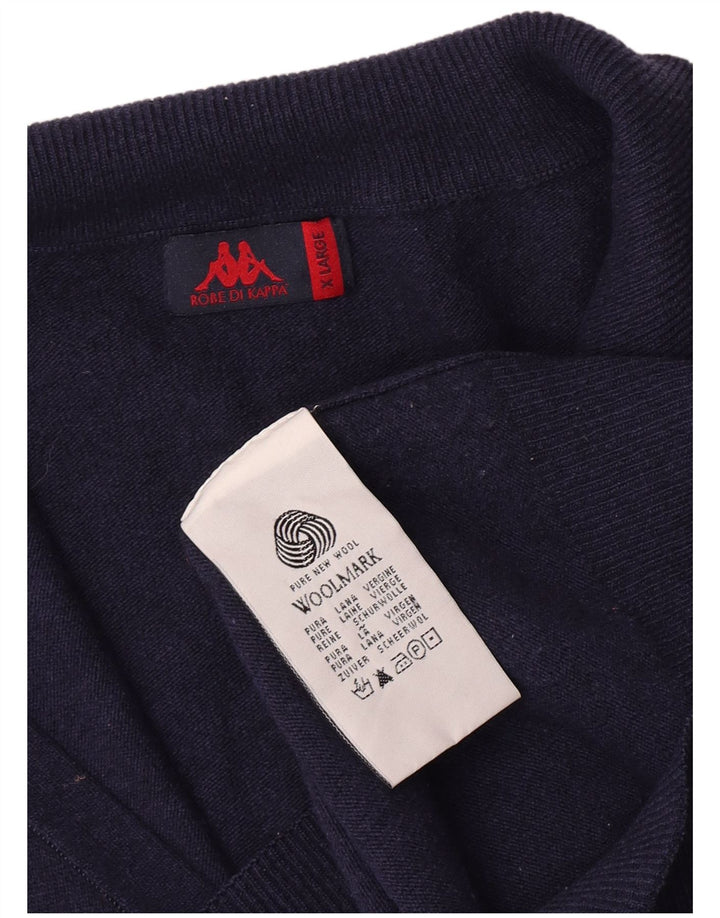 Ανδρικό πουλόβερ ζακέτα Kappa XL Navy Blue Virgin Wool