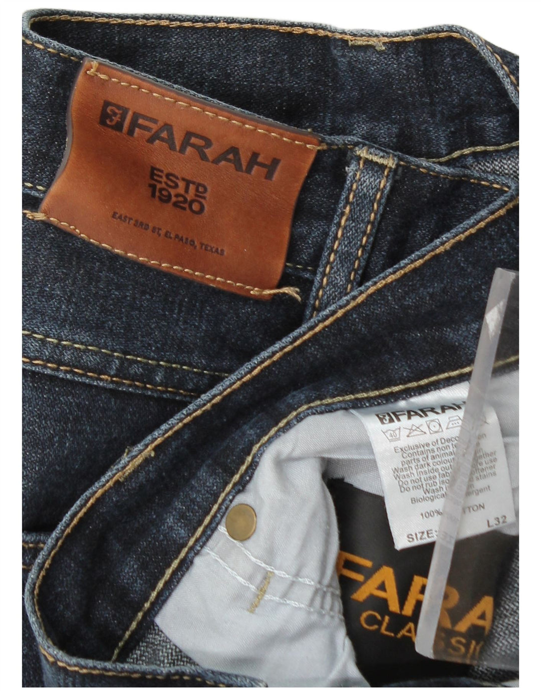 Farah Ανδρικό ίσιο τζιν W36 L32 Μπλε Βαμβακερό