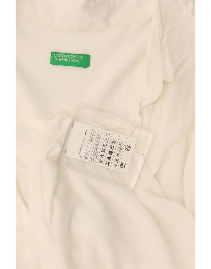 Benetton Γυναικείο πουκάμισο Oversized Μπλούζα UK 14 Medium White Viscose