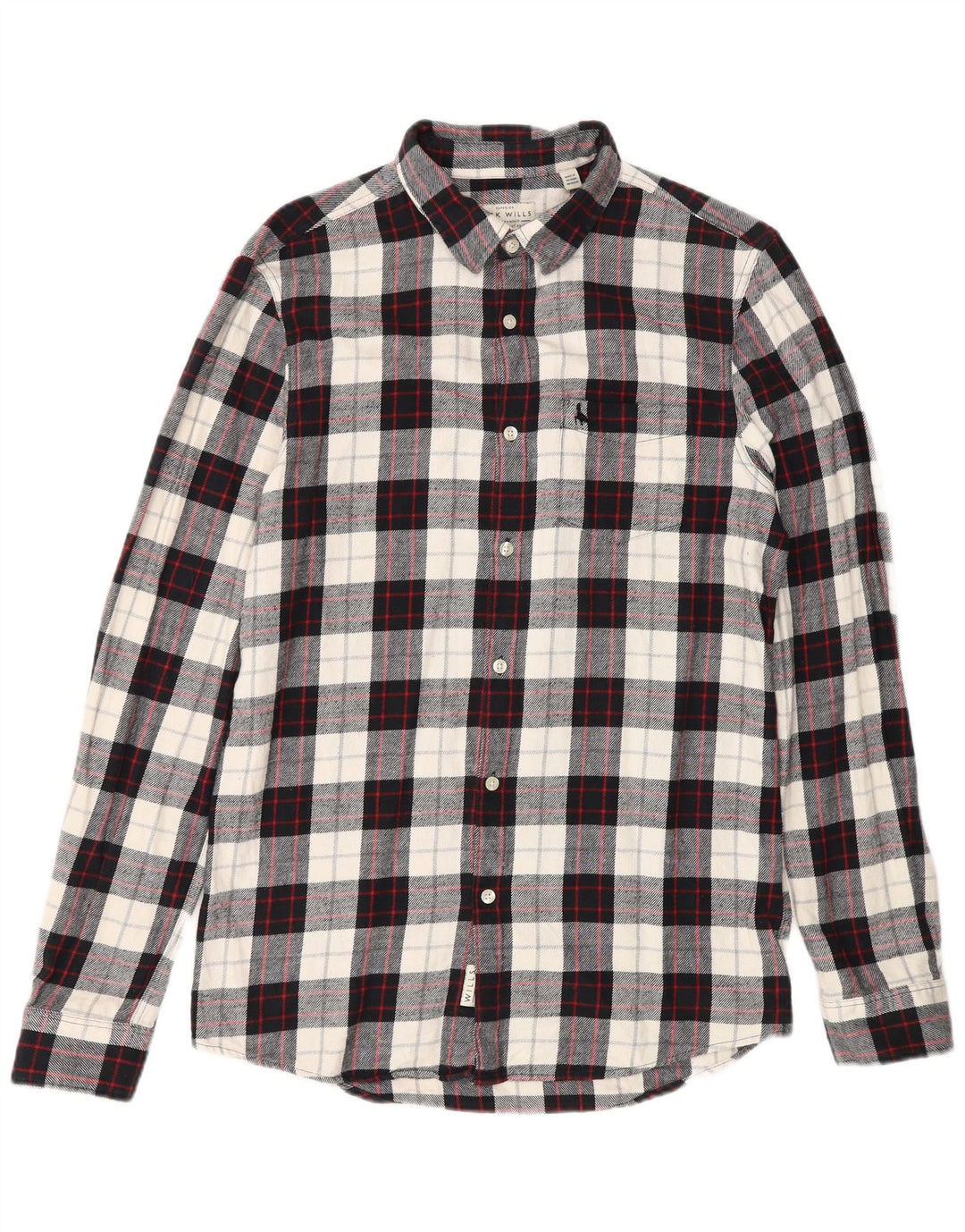 Jack Wills Ανδρικό φανελένιο πουκάμισο σε κλασική εφαρμογή, μικρό μαύρο βαμβακερό