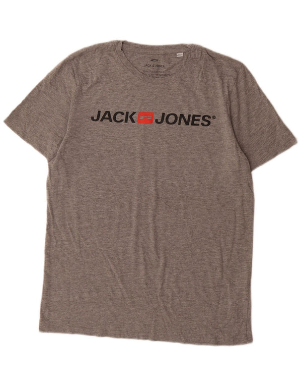 Jack & Jones Ανδρικό γραφικό T-Shirt Top μεγάλο γκρι βαμβακερό