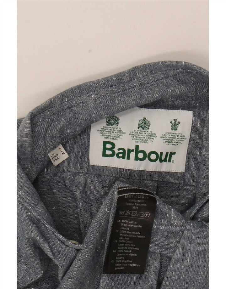 Ανδρικό κοντομάνικο πουκάμισο Barbour, βαμβακερό γκρι μεγάλο