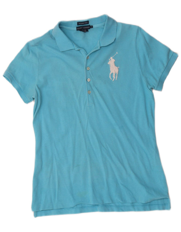 Ralph Lauren Γυναικείο Skinny Polo πουκάμισο UK 14 μεγάλο μπλε βαμβακερό