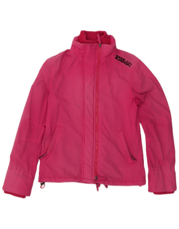 Superdry Γυναικείο μπουφάν βροχής με γραφικά UK 14 Large Pink Nylon