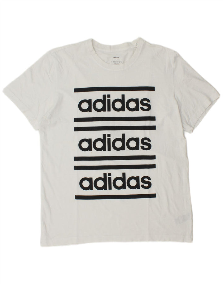 Ανδρικό γραφικό T-Shirt Adidas Top μεγάλο λευκό βαμβακερό