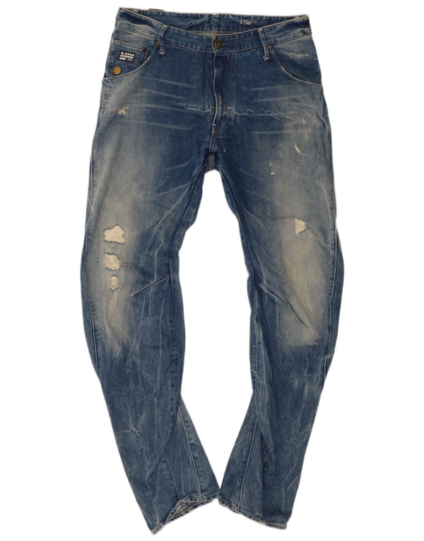 G-Star Mens Distressed Banana Slim Jeans W33 L34 Blue Cotton