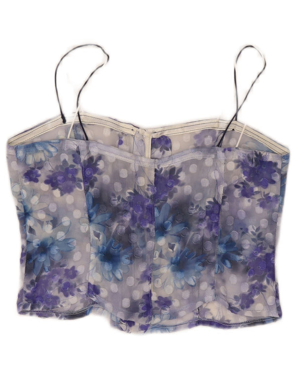 Vintage Γυναικείο See Through Corset Top 10 Small Blue Floral
