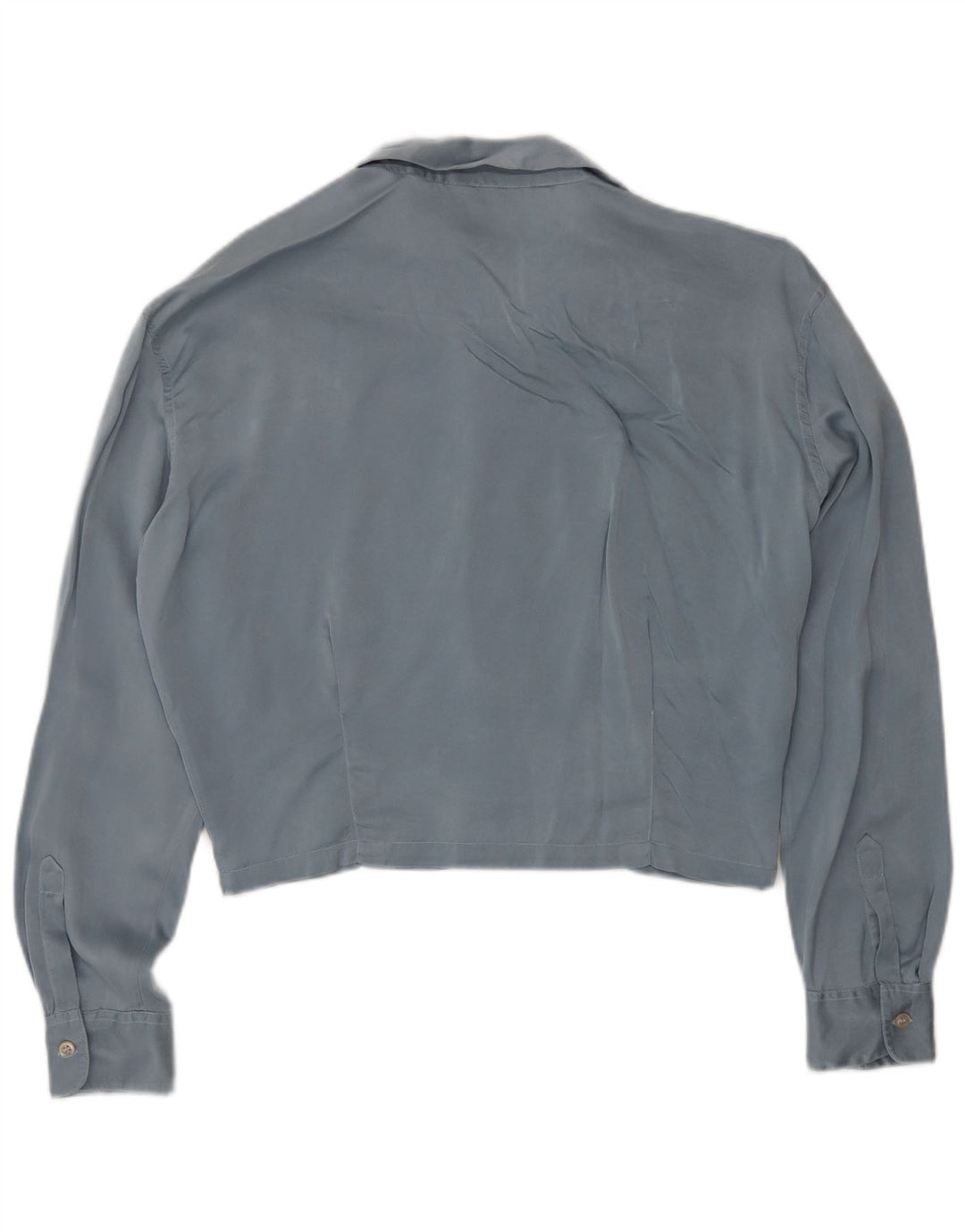 Vintage Γυναικείο πουκάμισο Crop Μπλούζα IT 44 Medium Blue Silk