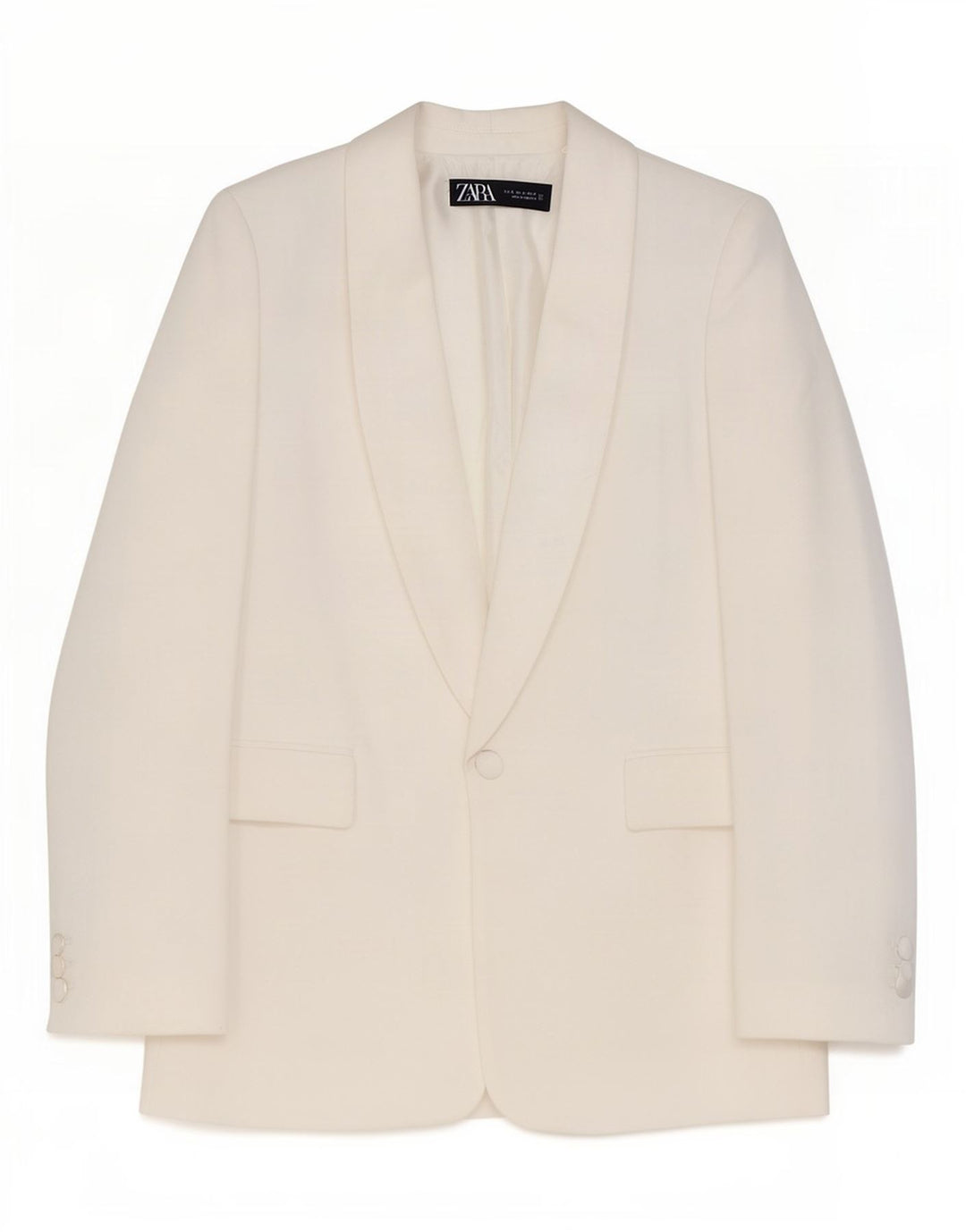 Zara Γυναικείο Μπουφάν Blazer με 1 κουμπί UK 6 XS Λευκή βισκόζη