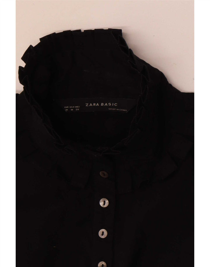 Zara Γυναικεία Αμάνικη Μπλούζα Τοπ UK 12 Medium Black