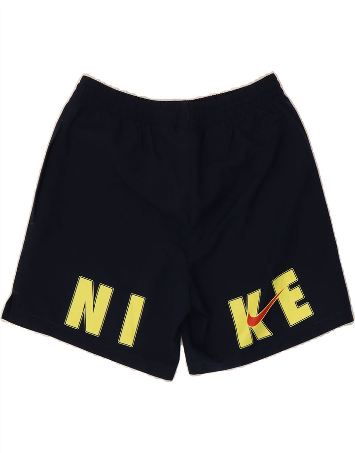 NIKE Mens Graphic Sport Shorts Small  Navy Blue Vintage Nike and Second-Hand Nike from Messina Hembry 