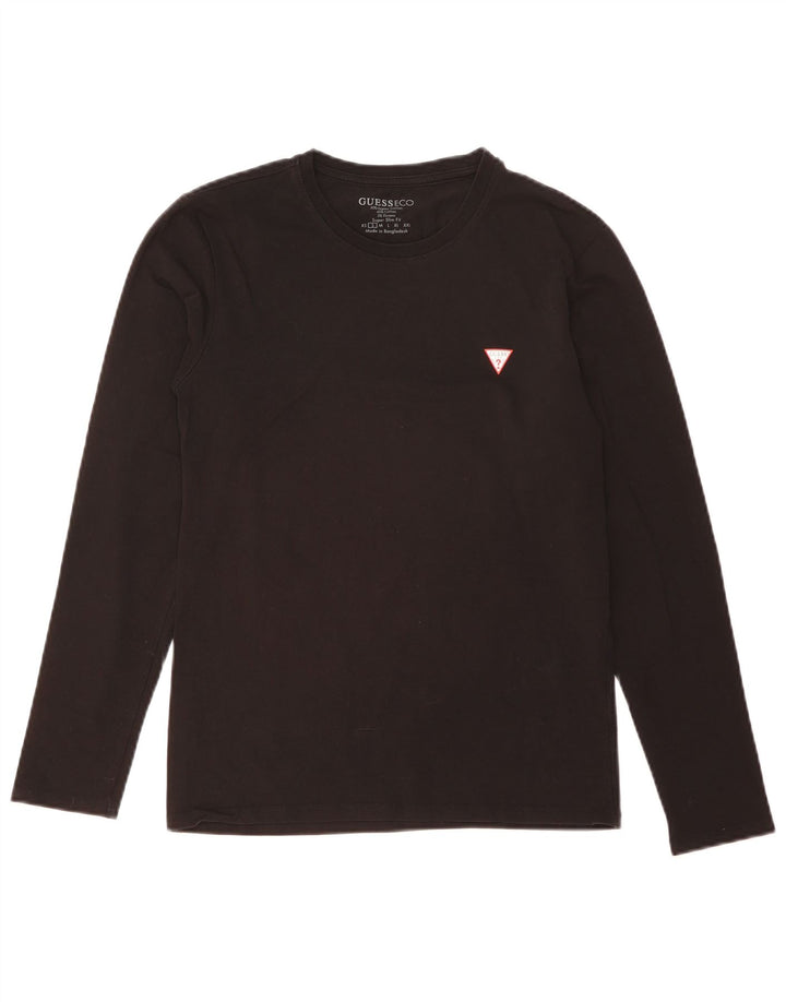 Guess Mens Super Slim Fit Top Μακρυμάνικο Μικρό Μαύρο Βαμβακερό
