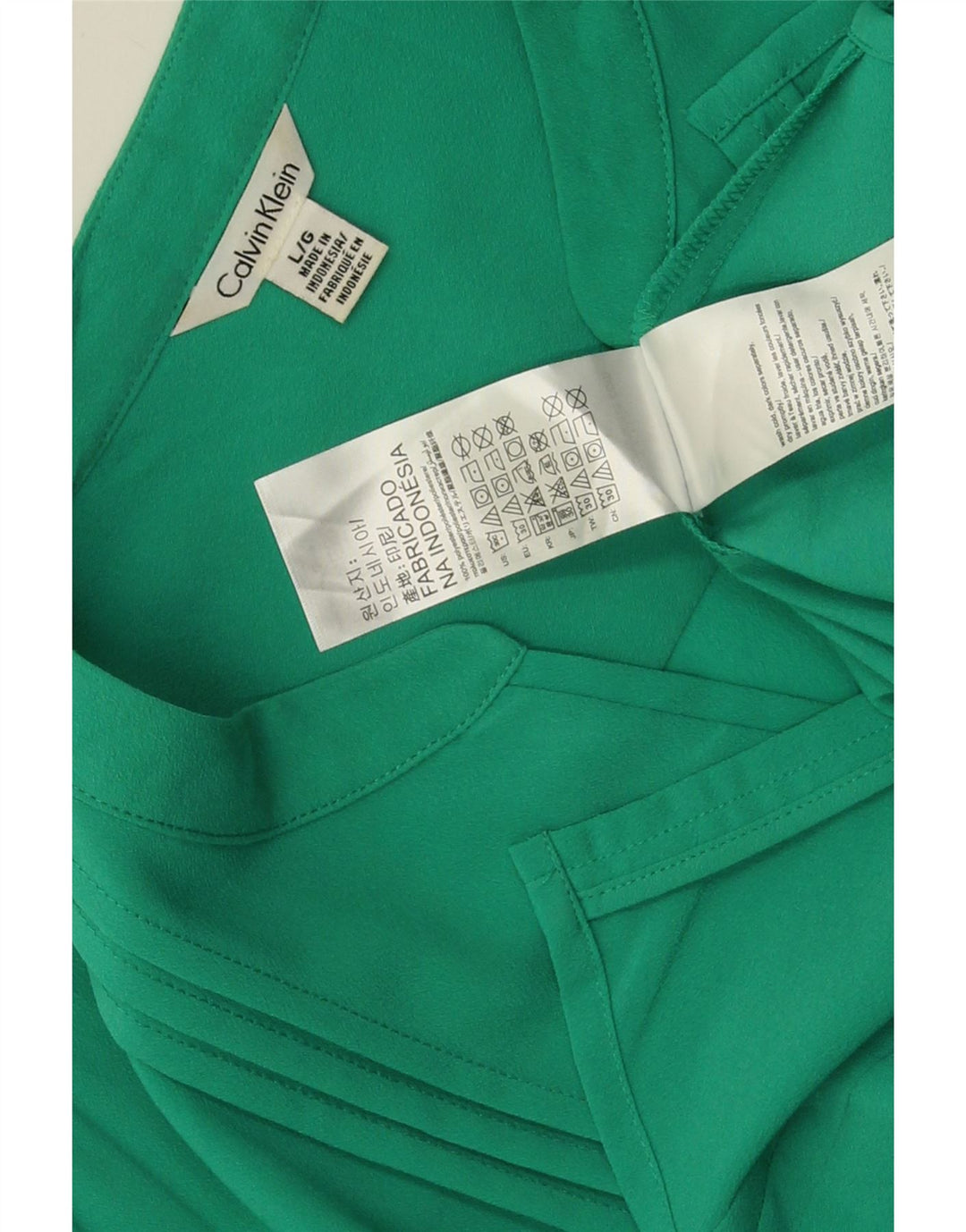 Calvin Klein Γυναικείο πουκάμισο Μπλούζα UK 16 Large Green Polyester