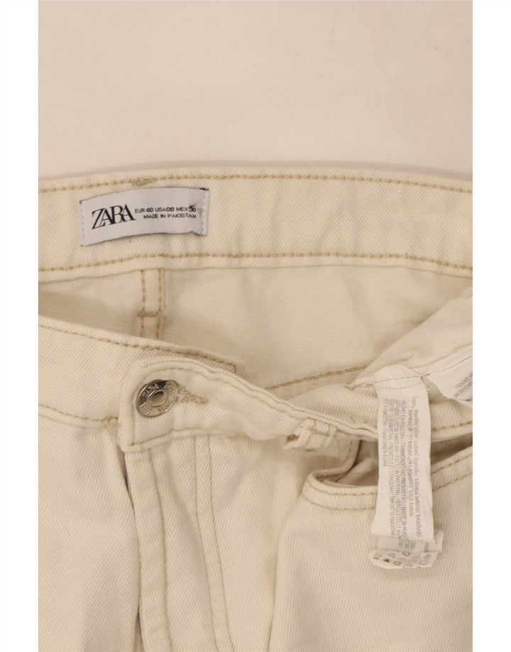 Zara Γυναικείο ίσιο τζιν EU 40 Medium W30 L27 Λευκό βαμβακερό