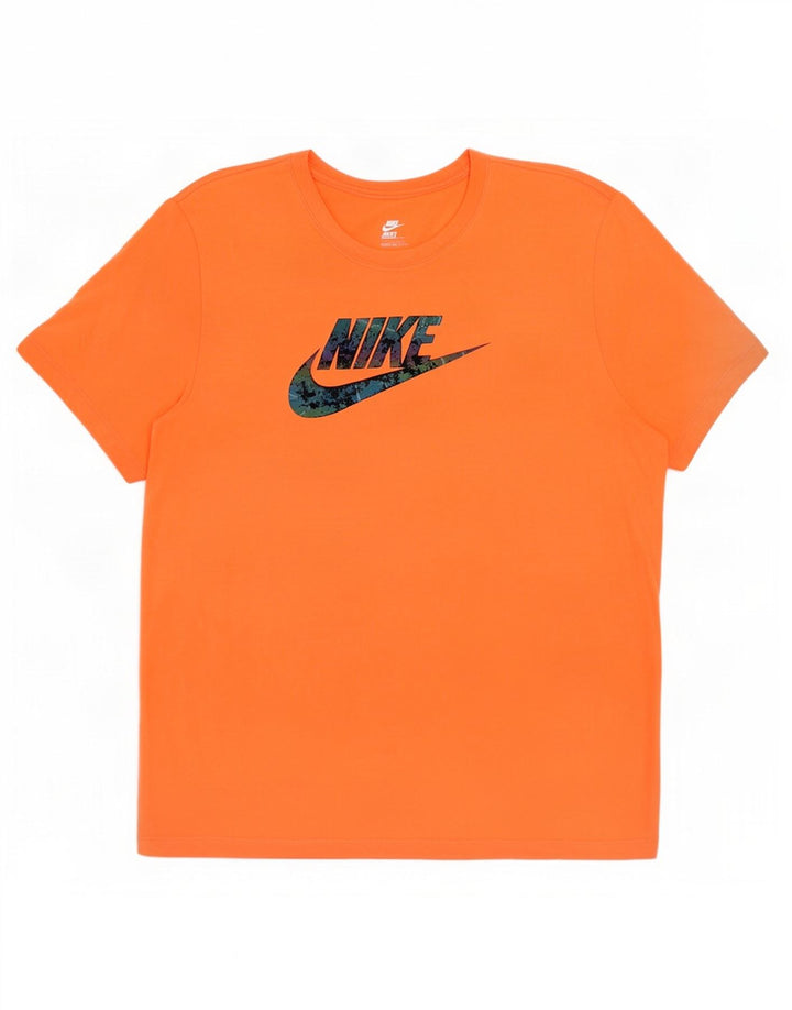 Ανδρικό γραφικό μπλουζάκι Nike, μεσαίο πορτοκαλί βαμβακερό