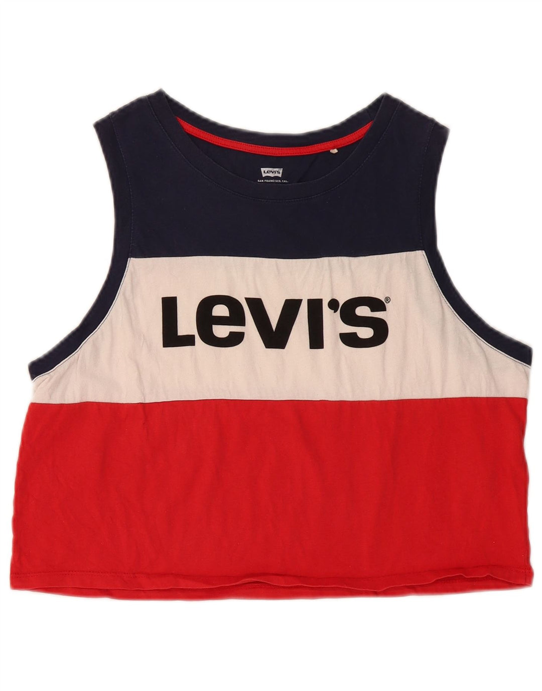Γυναικείο γραφικό γιλέκο Crop LEVI'S Top UK 14 Μεγάλο πολύχρωμο μπλοκ