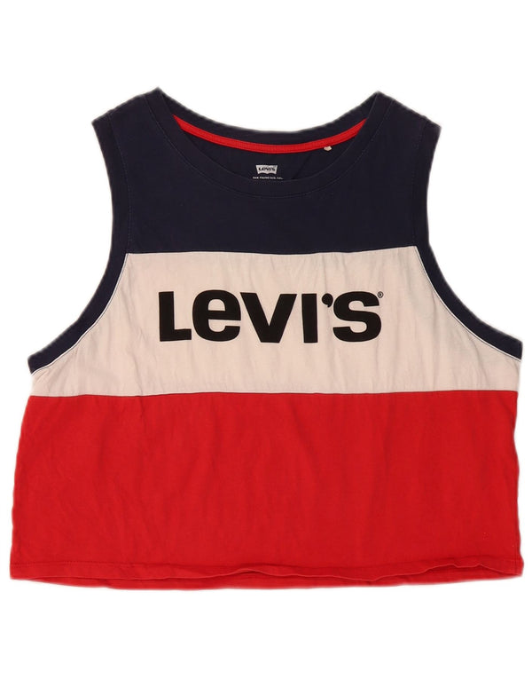 Γυναικείο γραφικό γιλέκο Crop LEVI'S Top UK 14 Μεγάλο πολύχρωμο μπλοκ
