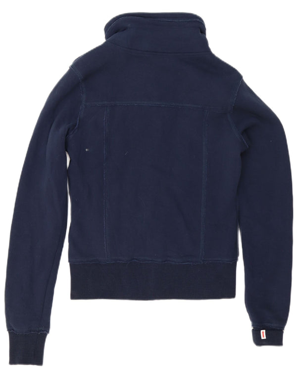 Carrera Womens Sherpa Tracksuit Top Jacket UK 10 Small Navy Blue Cotton