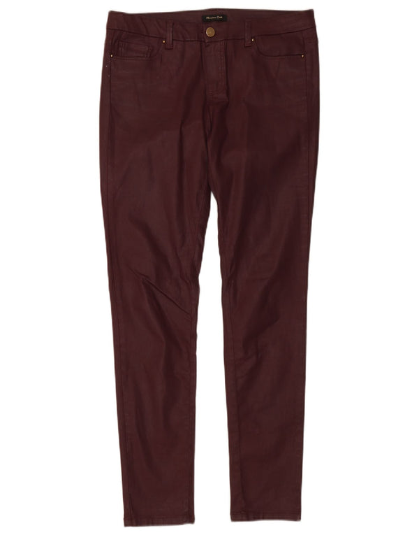 Massimo Dutti Γυναικείο κερωμένο casual παντελόνι EU 40 Medium W32 L30 Burgundy
