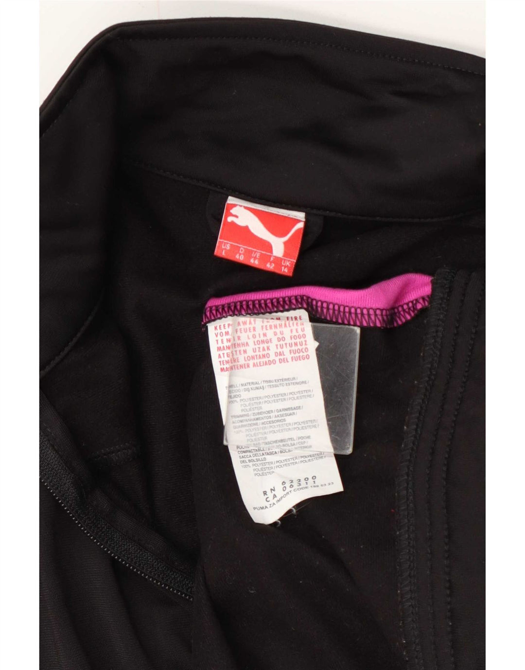Puma Γυναικεία αθλητική φόρμα Top Jacket UK 14 Large Black Colourblock Polyester