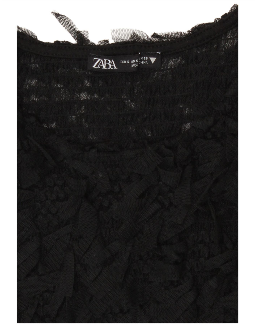 Zara Womens Crop See Through Μπλούζα Top UK 8 Small Black