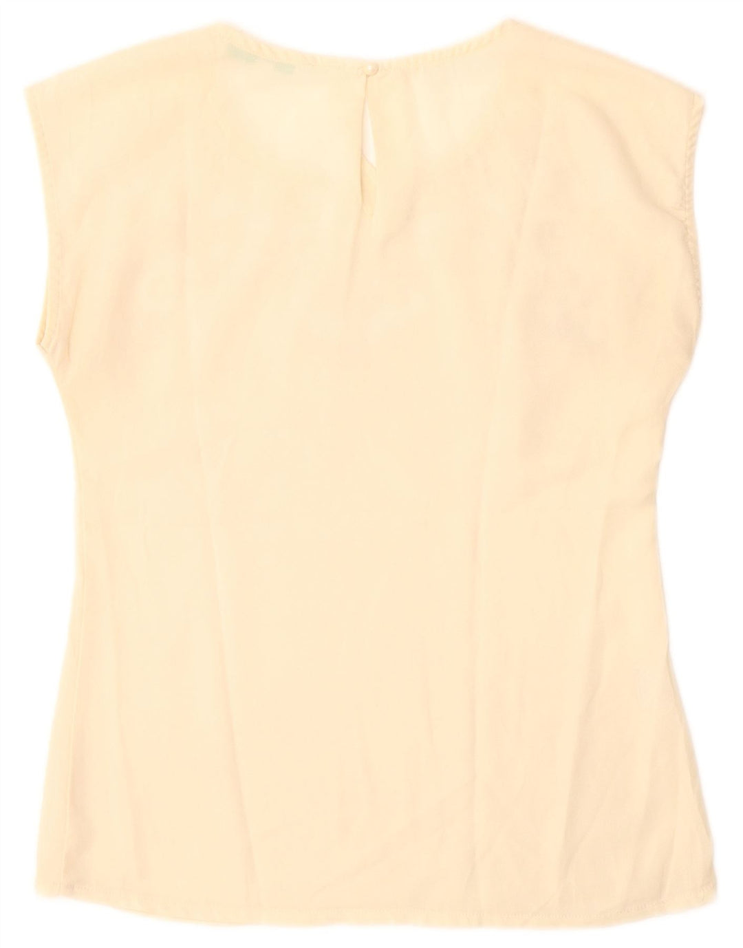 Vintage γυναικεία μπλούζα τοπ UK 12 Medium Beige Floral Polyester