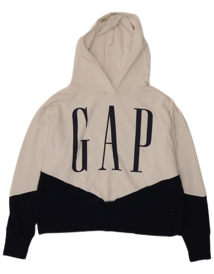 Γυναικείο Gap Graphic Oversized Hoodie Jumper UK 14 Medium White Colourblock