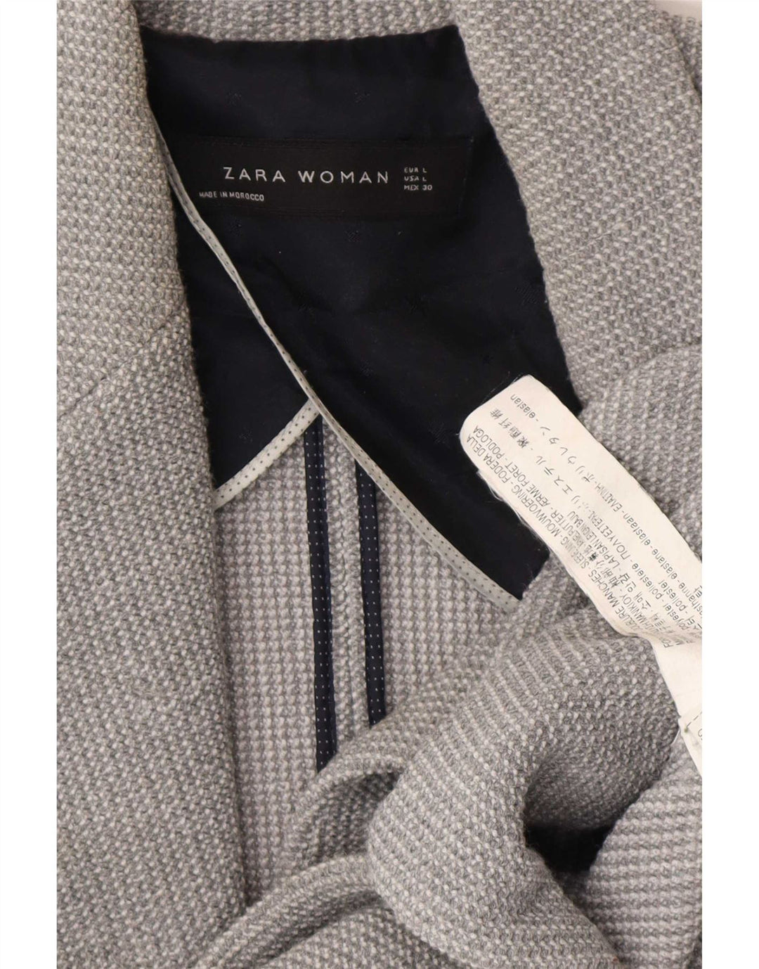Zara Γυναικείο μπουφάν σακάκι 1 κουμπιού UK 16 Large Grey Polyester