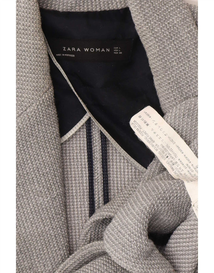 Zara Γυναικείο μπουφάν σακάκι 1 κουμπιού UK 16 Large Grey Polyester
