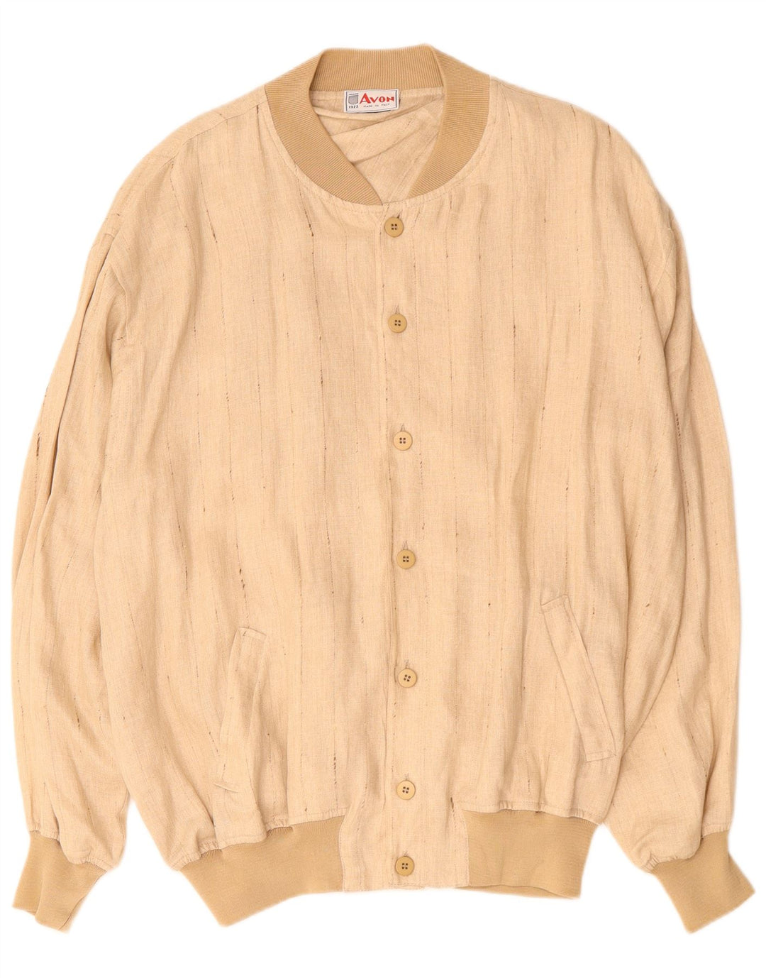 Ανδρικό μπουφάν VINTAGE Bomber UK 42 XL Λευκό μπεζ Pinstripe