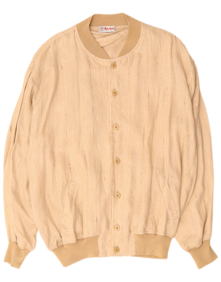 Ανδρικό μπουφάν VINTAGE Bomber UK 42 XL Λευκό μπεζ Pinstripe