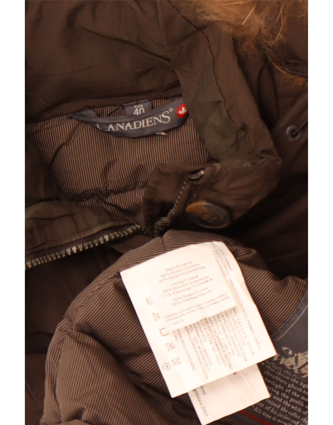 CANADIENS Γυναικείο μπουφάν με κουκούλα με επένδυση EU 40 Βαμβακερό μεσαίο καφέ