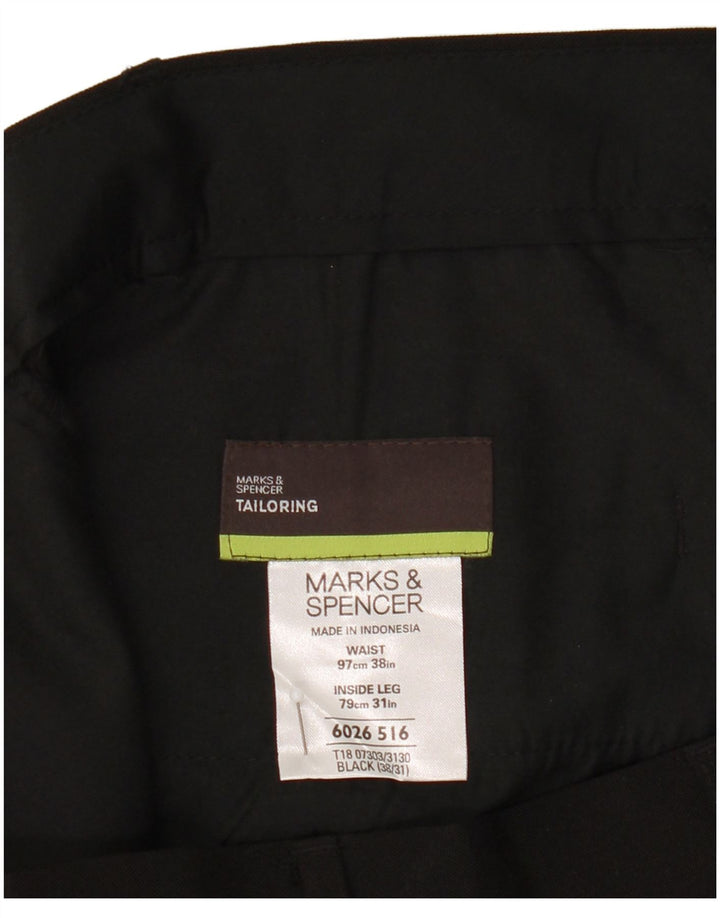 Marks & Spencer Ανδρικό ίσιο παντελόνι Chino W38 L31 Μαύρο πολυεστέρα