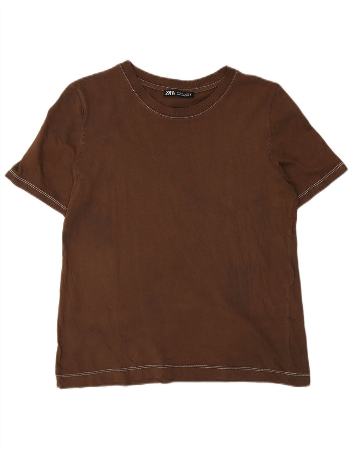 Zara Γυναικείο T-Shirt Top UK 10 Small Brown
