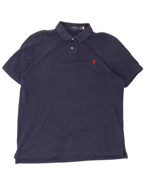 POLO RALPH LAUREN Mens Classic Fit Polo Shirt Large Navy Blue Cotton
