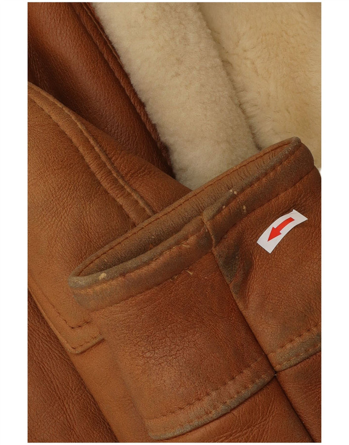 Vintage Ανδρικό Shearling Jacket UK 40 Large Brown Shearling