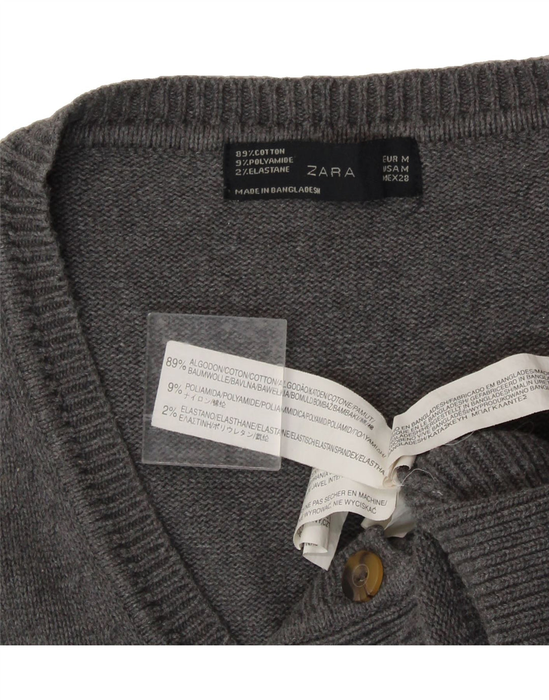 ZARA Womens Cardigan Sweater UK 12 Medium Grey Cotton Vintage Zara and Second-Hand Zara from Messina Hembry 