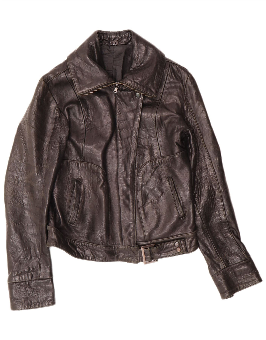 Vintage Γυναικείο Δερμάτινο Μπουφάν IT 44 Medium Black Leather Biker