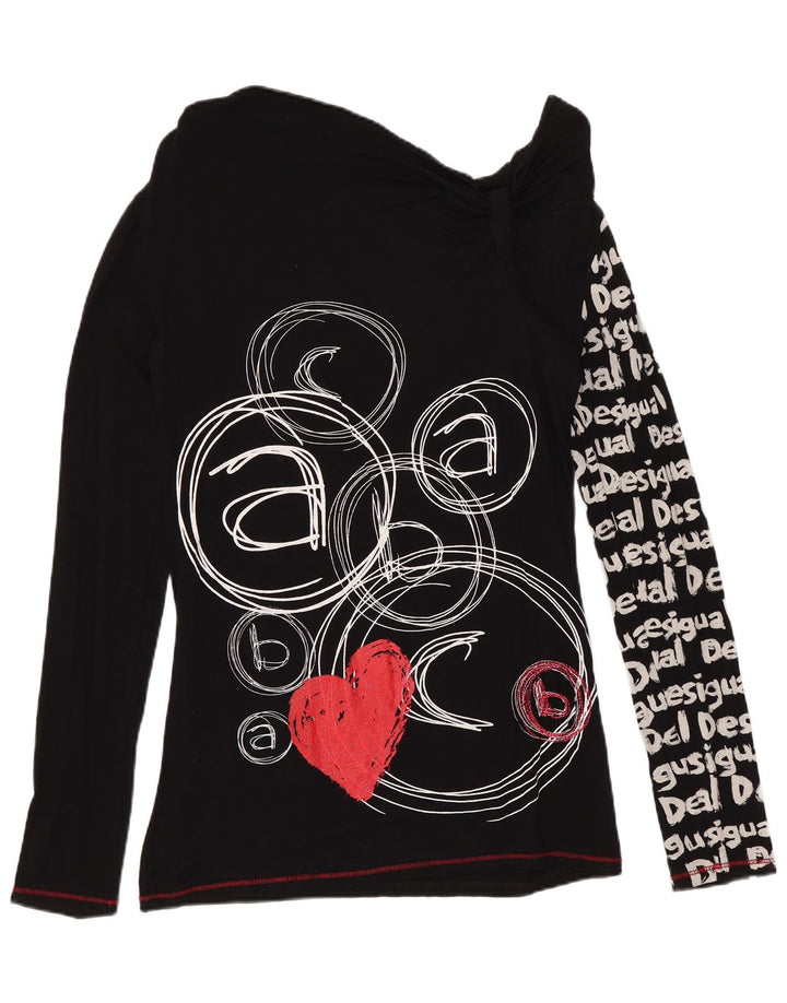 DESIGUAL Γυναικείο τοπ με γραφικό μακρυμάνικο 12 μεσαίο μαύρο
