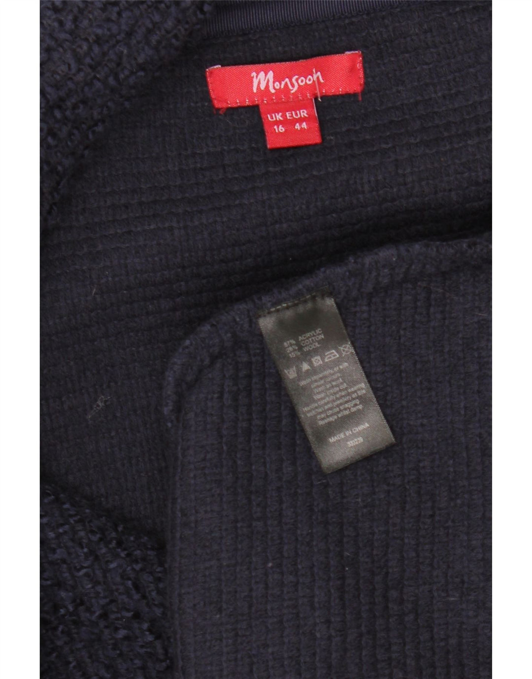 MONSOON Γυναικείο μπλέιζερ με 3 κουμπιά μπουφάν UK 16 μεγάλο navy μπλε ακρυλικό