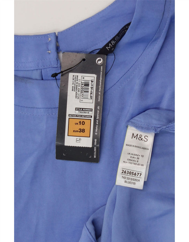 Marks & Spencer Γυναικεία κοντομάνικη μπλούζα τοπ 10 μικρού μπλε πολυεστέρα