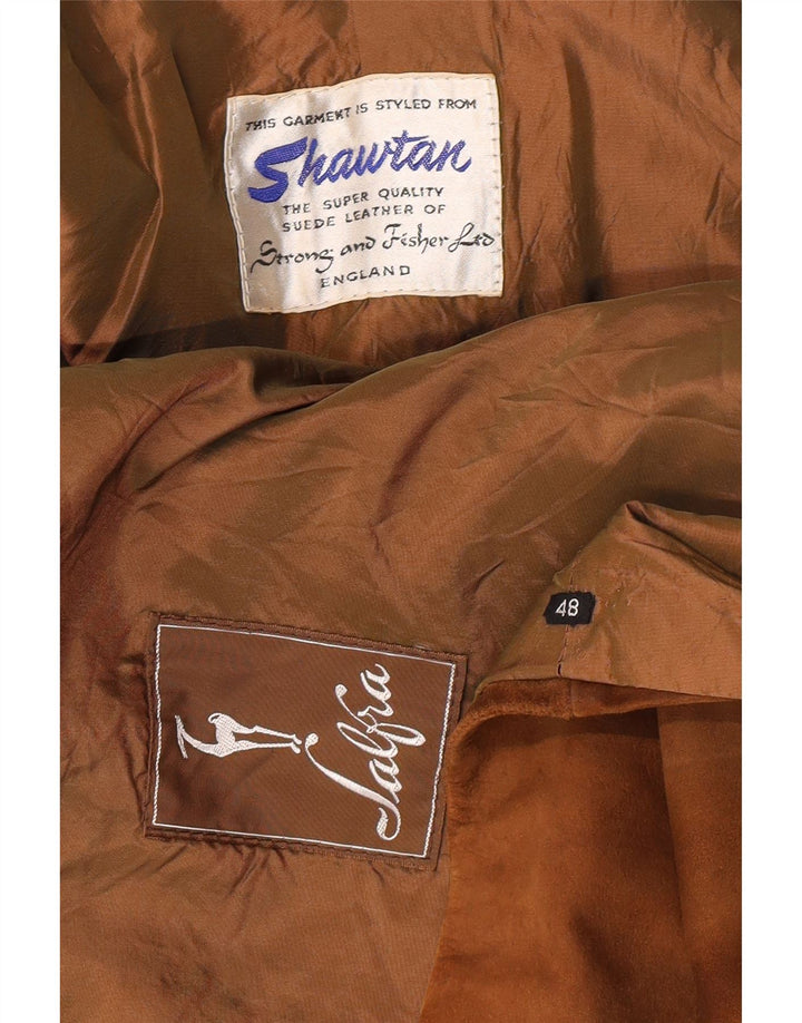 STRONG & FISHER LTD Γυναικείο vintage σουέτ πανωφόρι UK 18 XL καφέ Classic